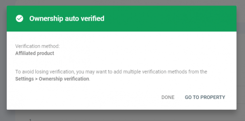 Property Verified In Google