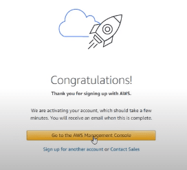 Sign Up With AWS Complete